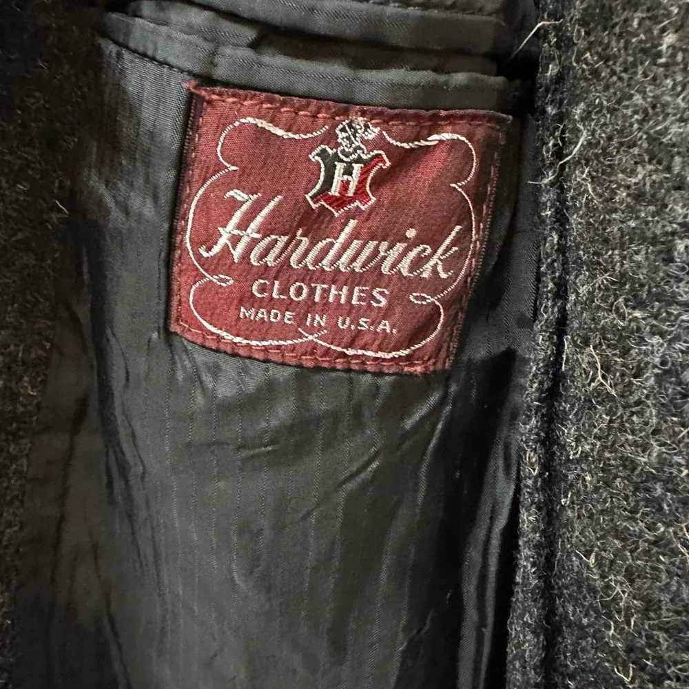 Vintage Hardwick Harris Tweed Blazer Mens Charcoal Grey Wool Sport Coat USA Made